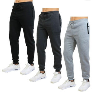 Men's set of 3 Fleece Jogger Sweatpant joggers size XL Black, Charcoal, grey